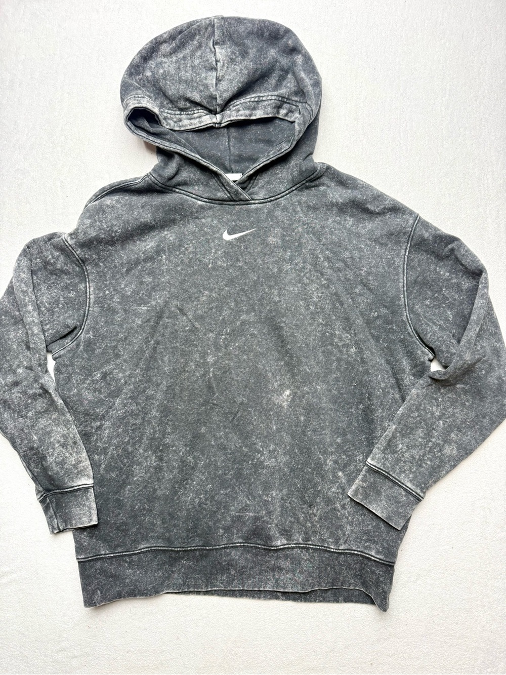 Nike Black Mineral Wash Hoodie with White Swoosh